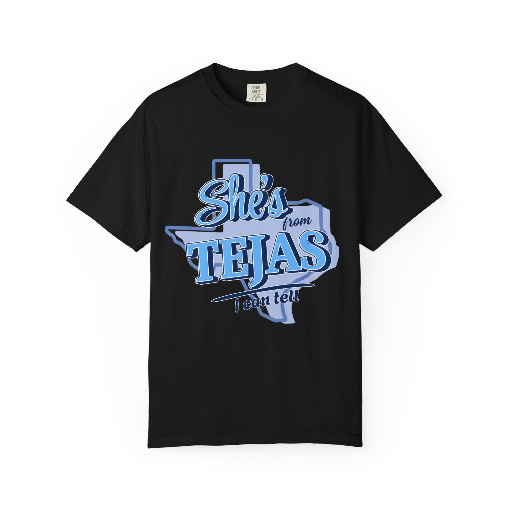She's From Tejas T-Shirt — Texas Retro Script Tee