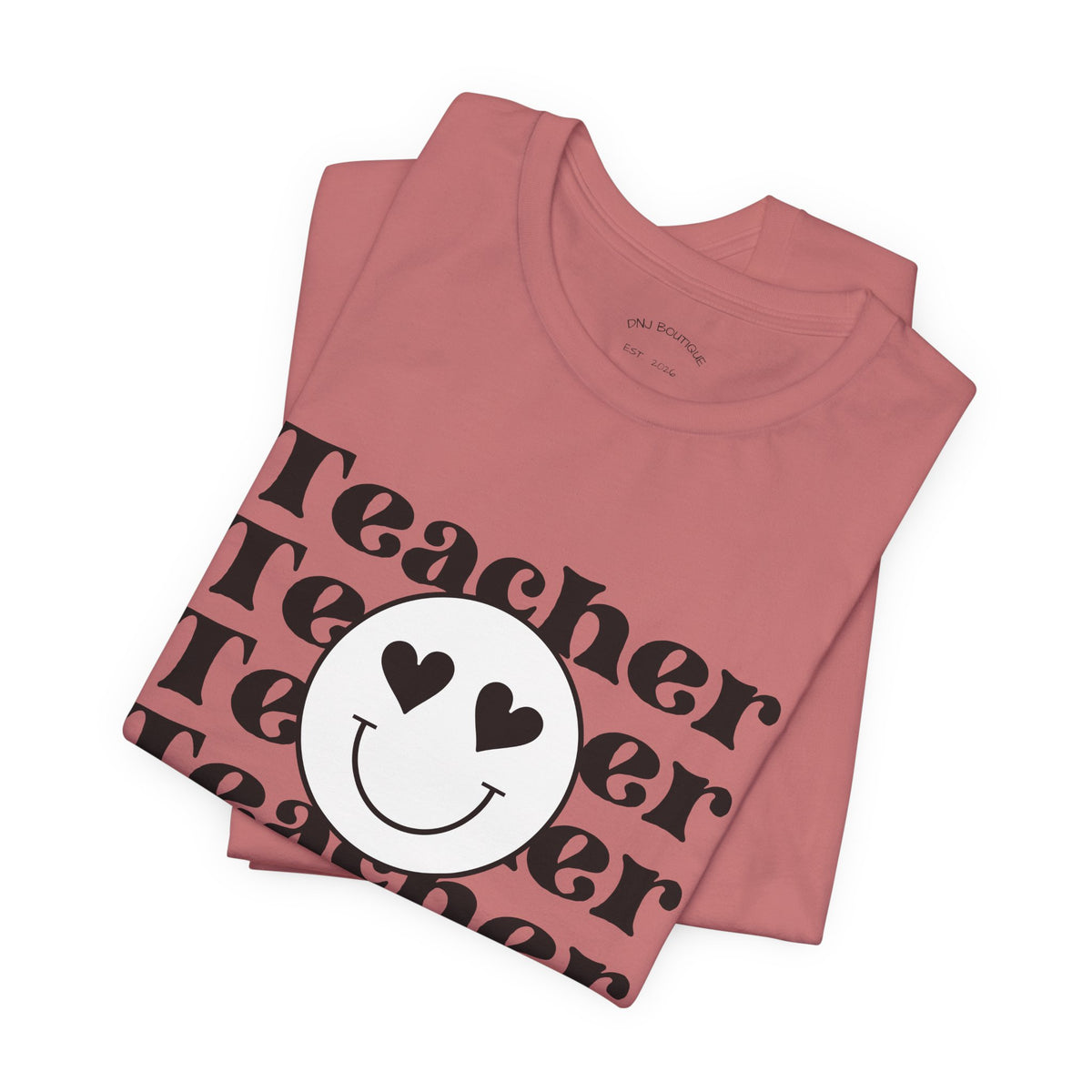 Teacher Smiley Tee – Heart Eyes Teacher Graphic T-Shirt
