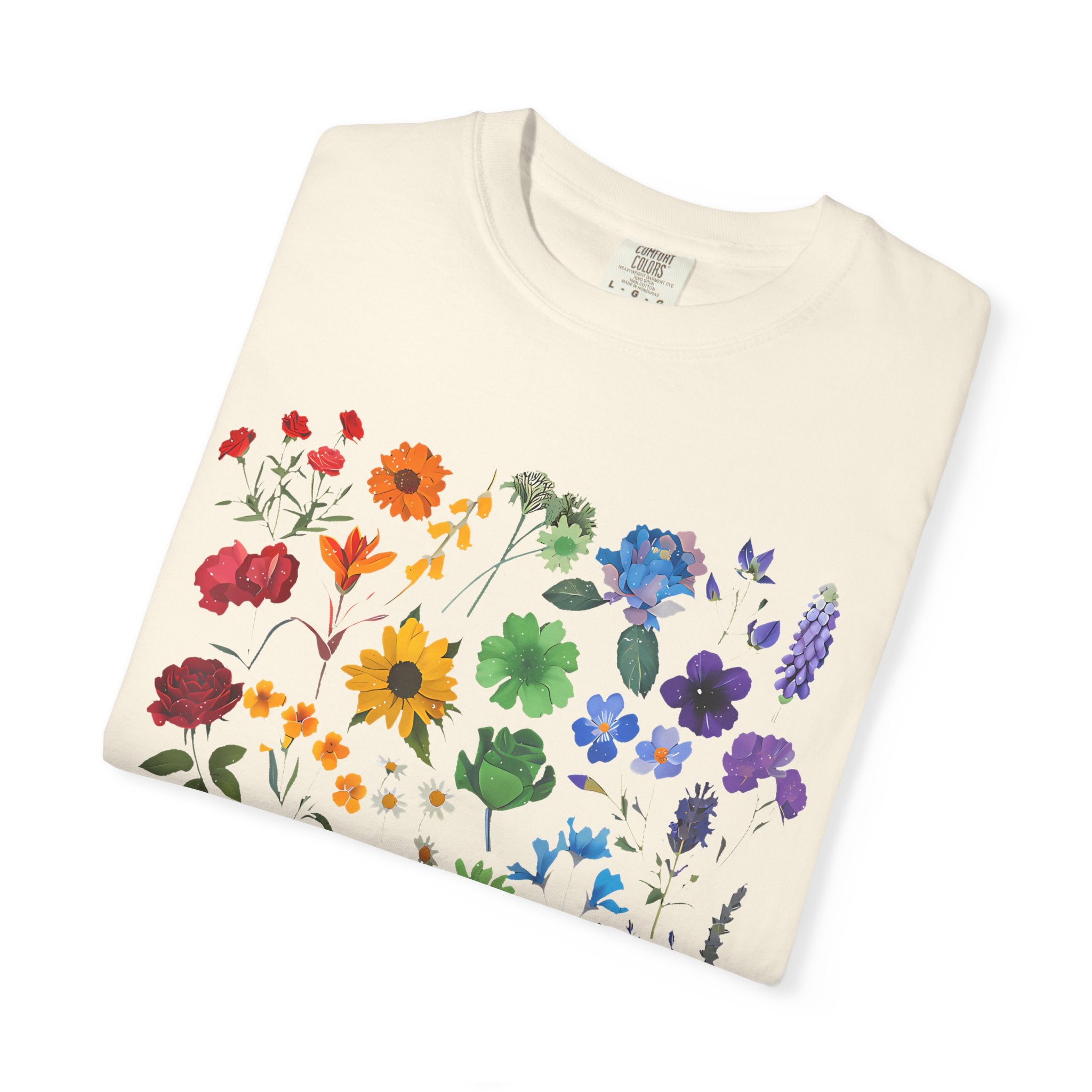 Botanical Rainbow Floral T-Shirt — Pressed Flower Garden Tee