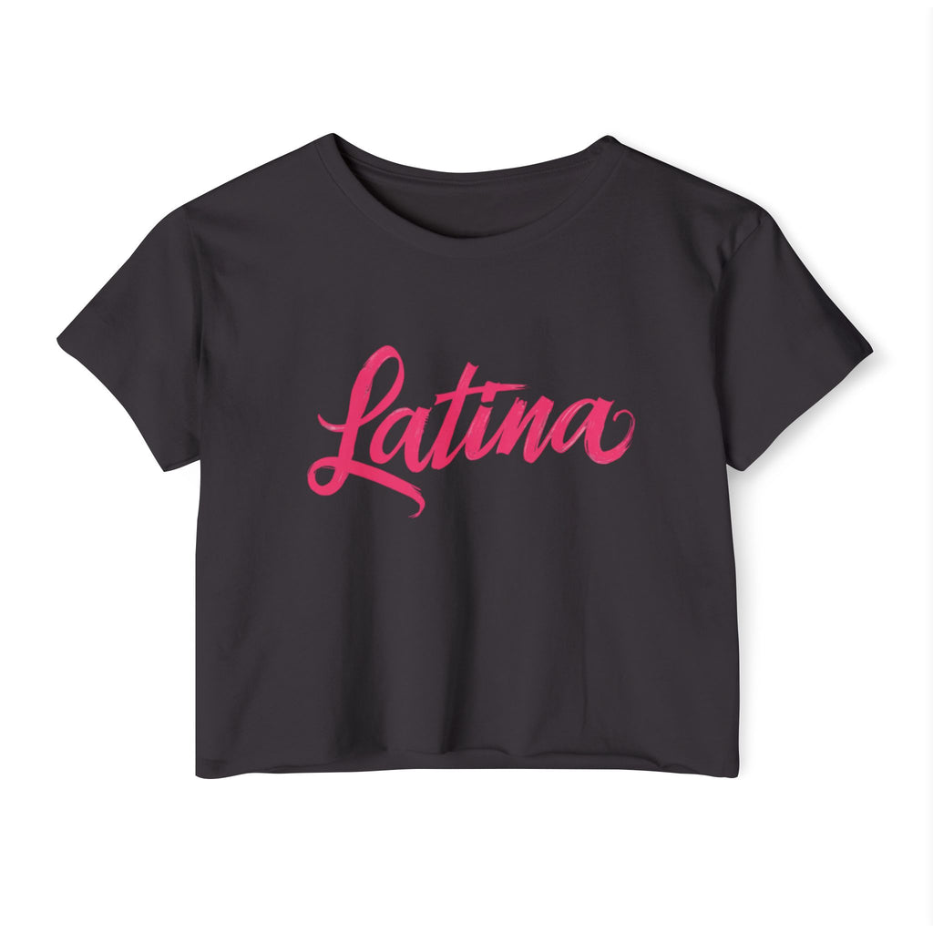Latina Crop Top — Women's Festival Crop Top, Pink Script Tee for Latinx Pride