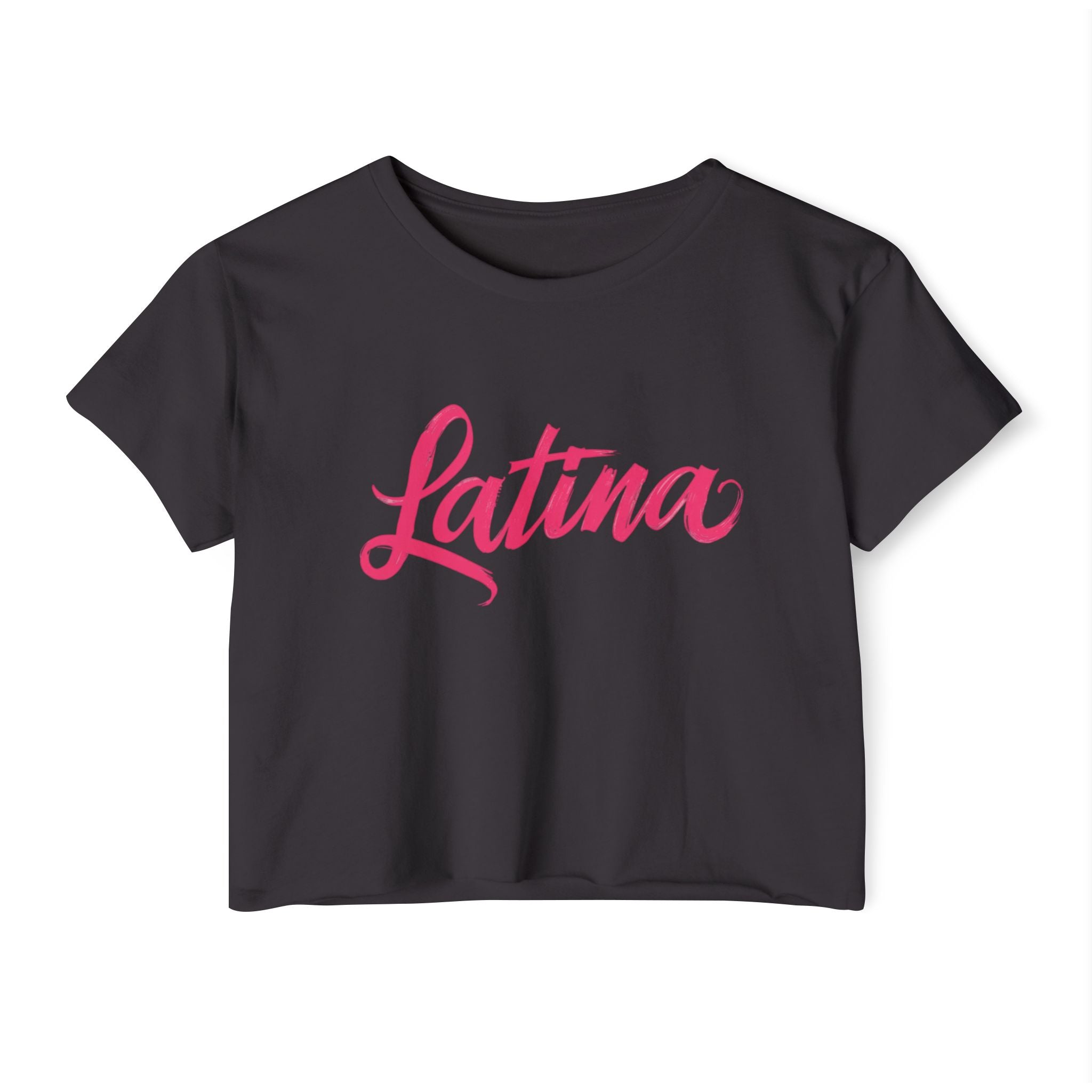 Latina Crop Top — Women's Festival Crop Top, Pink Script Tee for Latinx Pride
