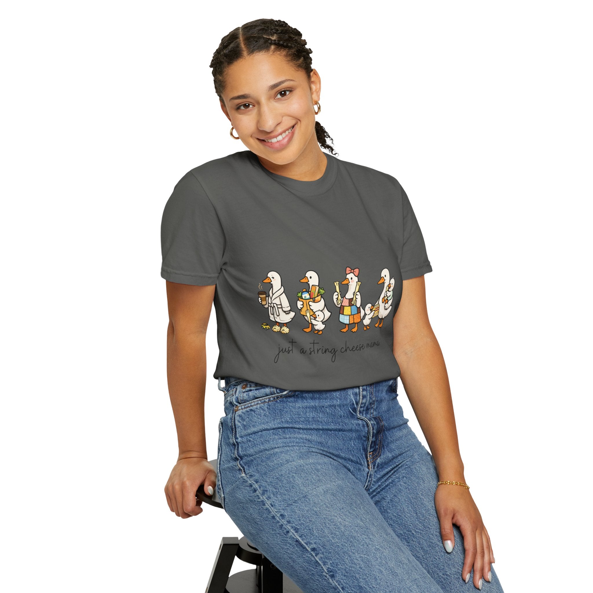 T-Shirt — "Just a Strong Cheese Mama" Cute Duck Family Graphic