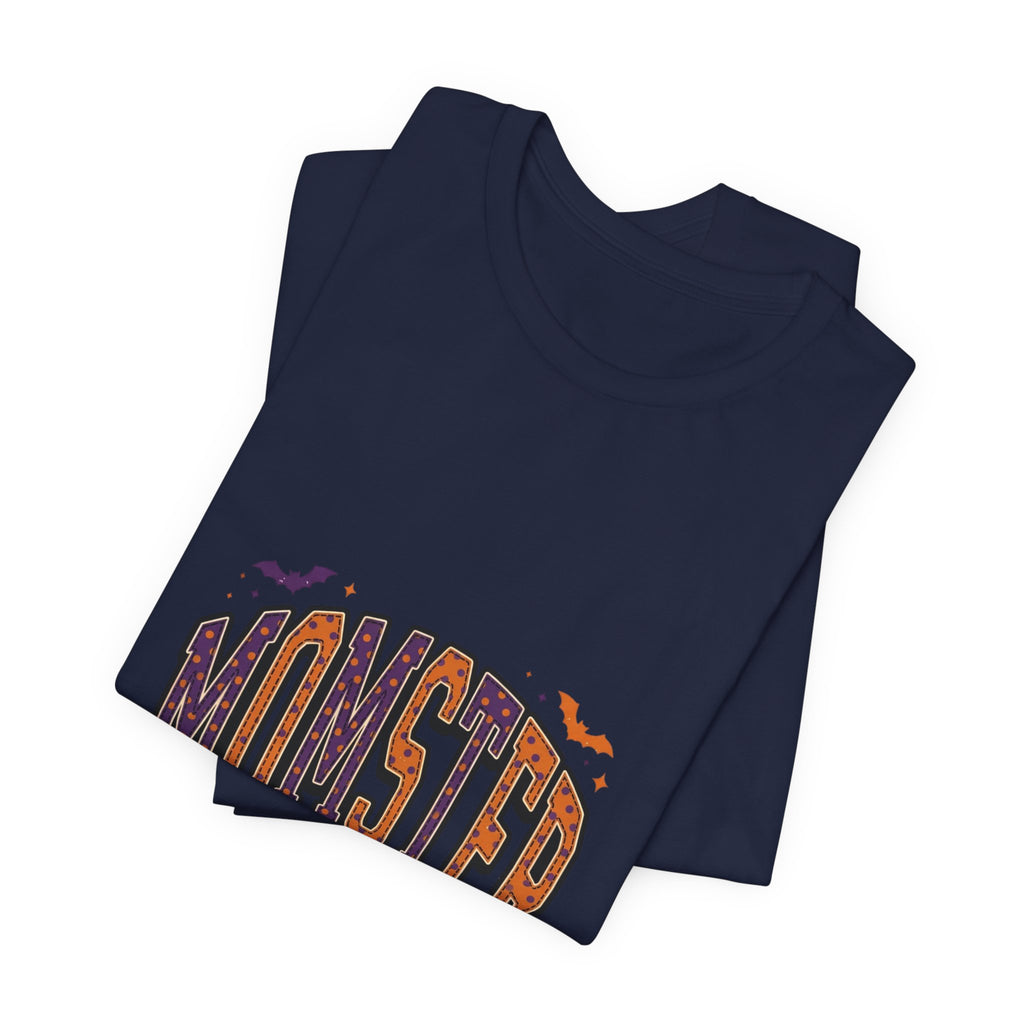 Momster Spooky Season Tee | Halloween Mom tee, bats & distressed collegiate lettering