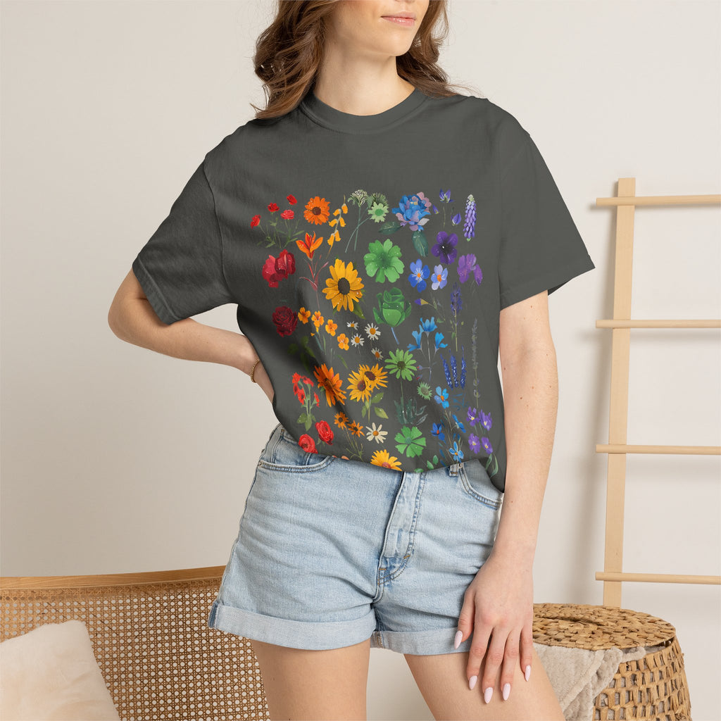 Botanical Rainbow Floral T-Shirt — Pressed Flower Garden Tee
