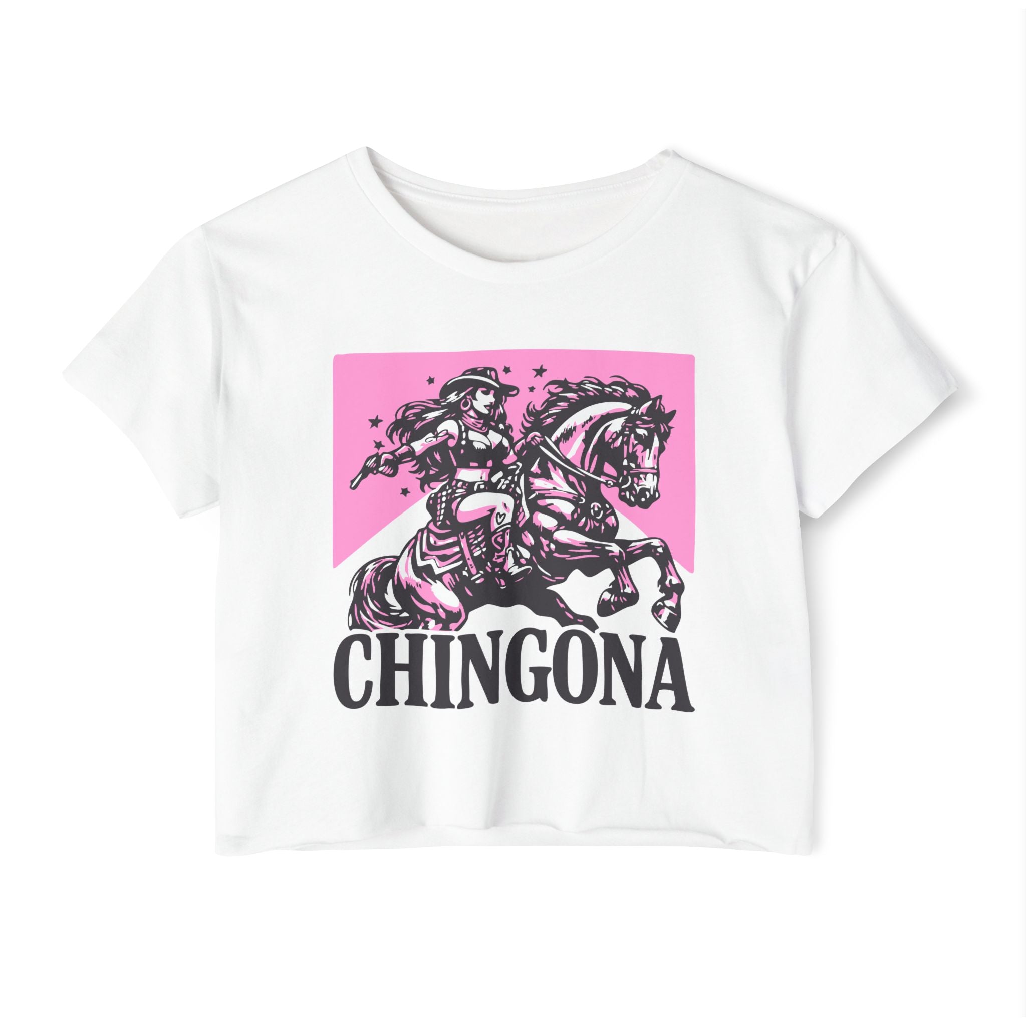 Chingona Festival Crop Top — Empowering Mexican Ranchera Rodeo Graphic