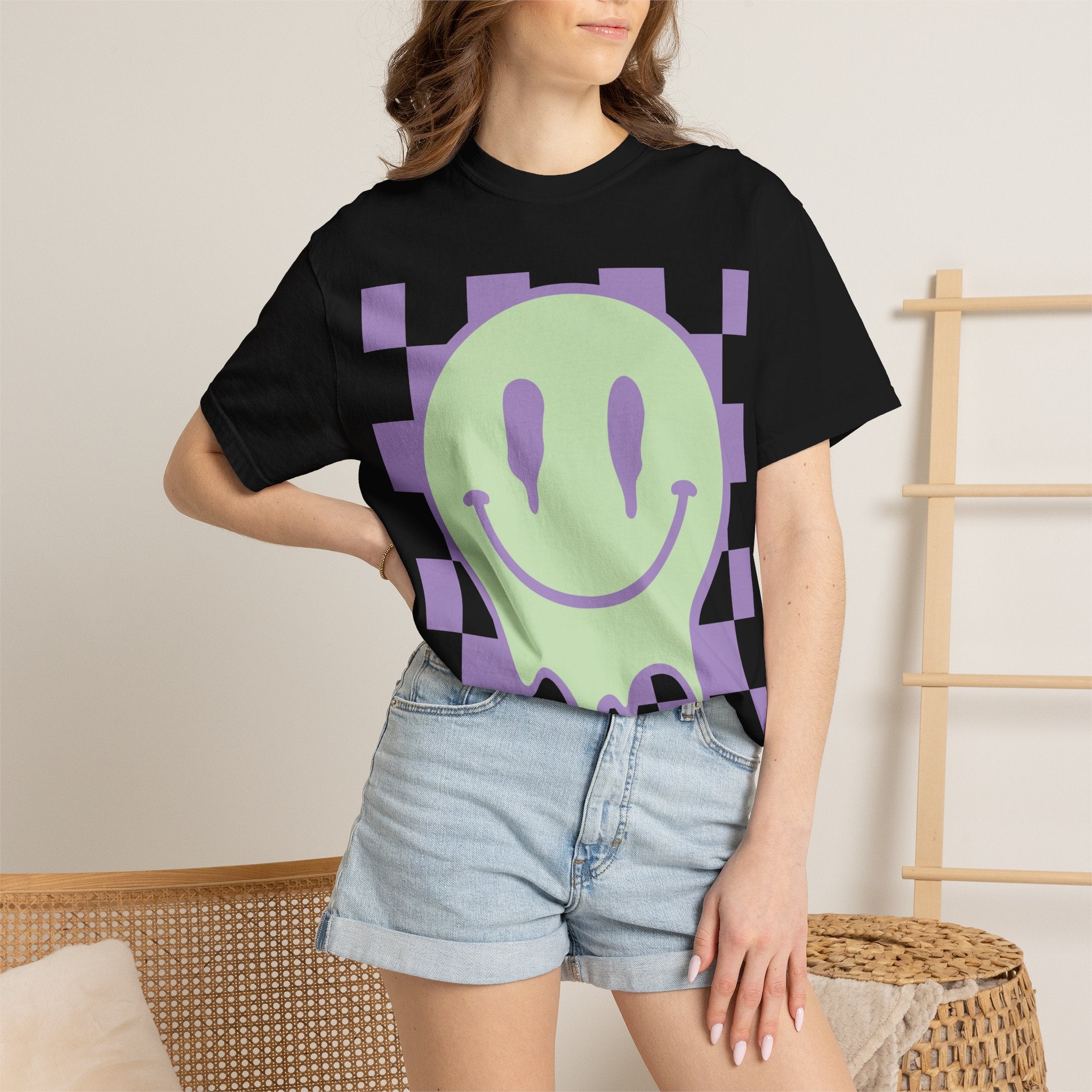 Drip Smiley Checkerboard T-Shirt
