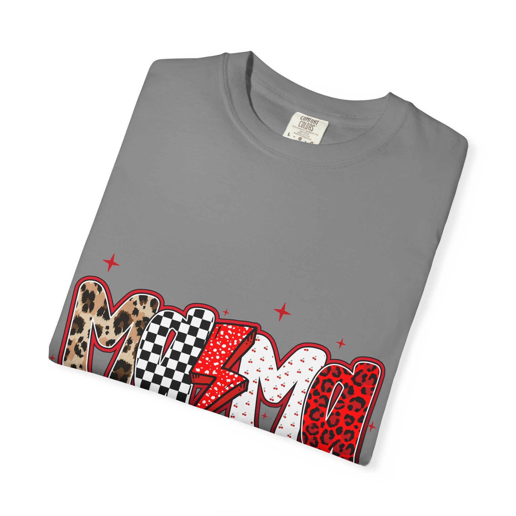 Mama Graphic T-Shirt — Leopard & Checkerboard Lightning Design