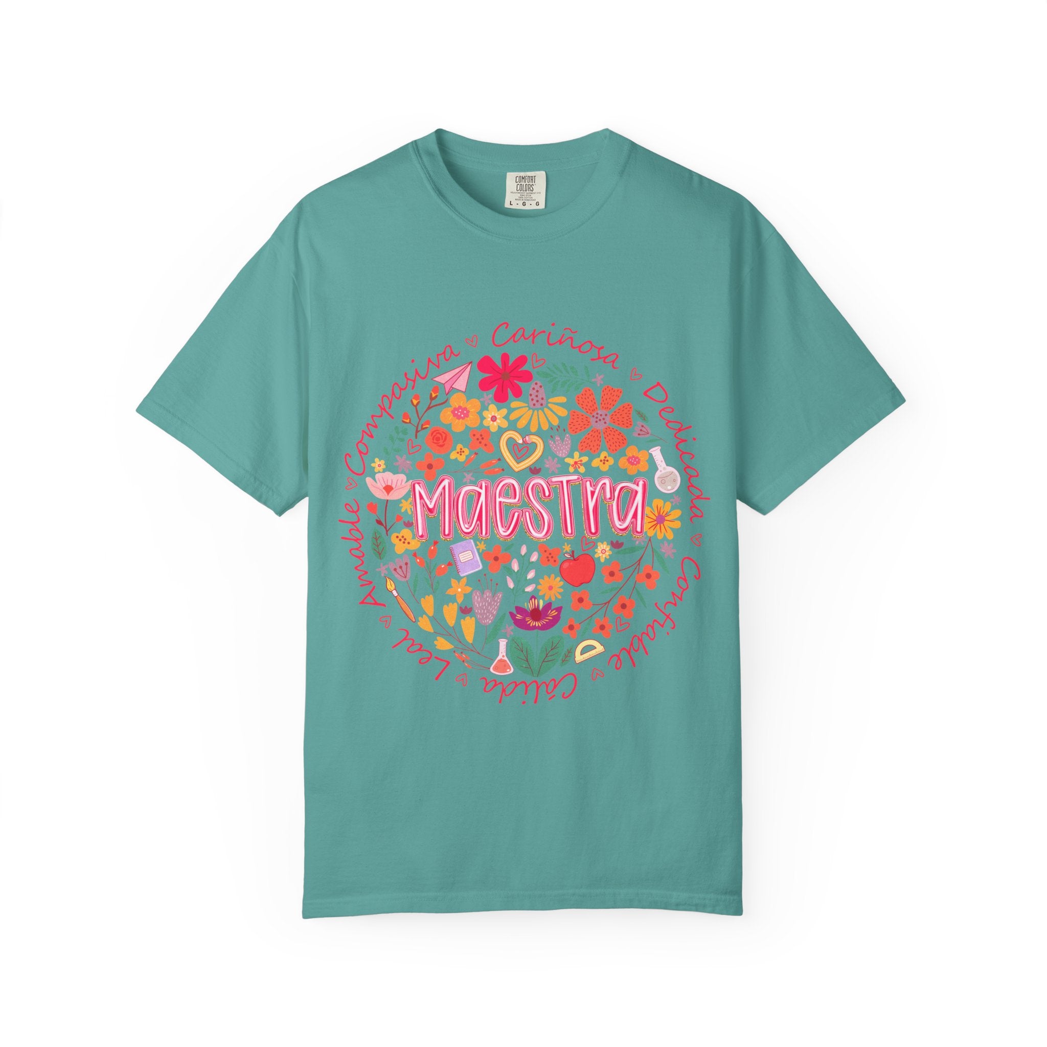 Maestra Floral Teacher T-Shirt – Colorful Spanish 'Maestra' Appreciation Tee