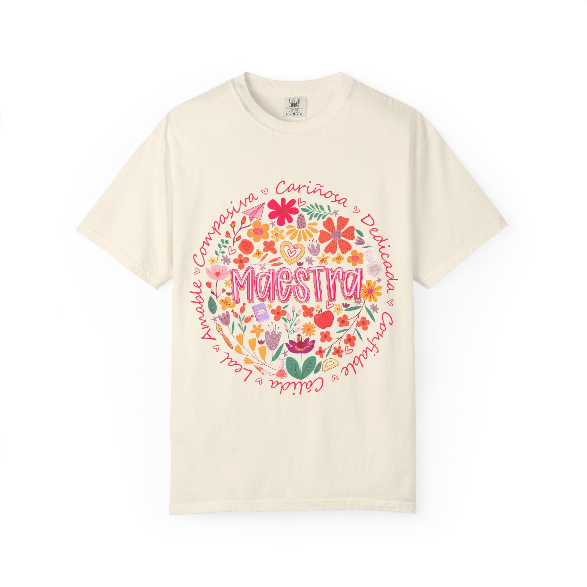 Maestra Floral Teacher T-Shirt – Colorful Spanish 'Maestra' Appreciation Tee