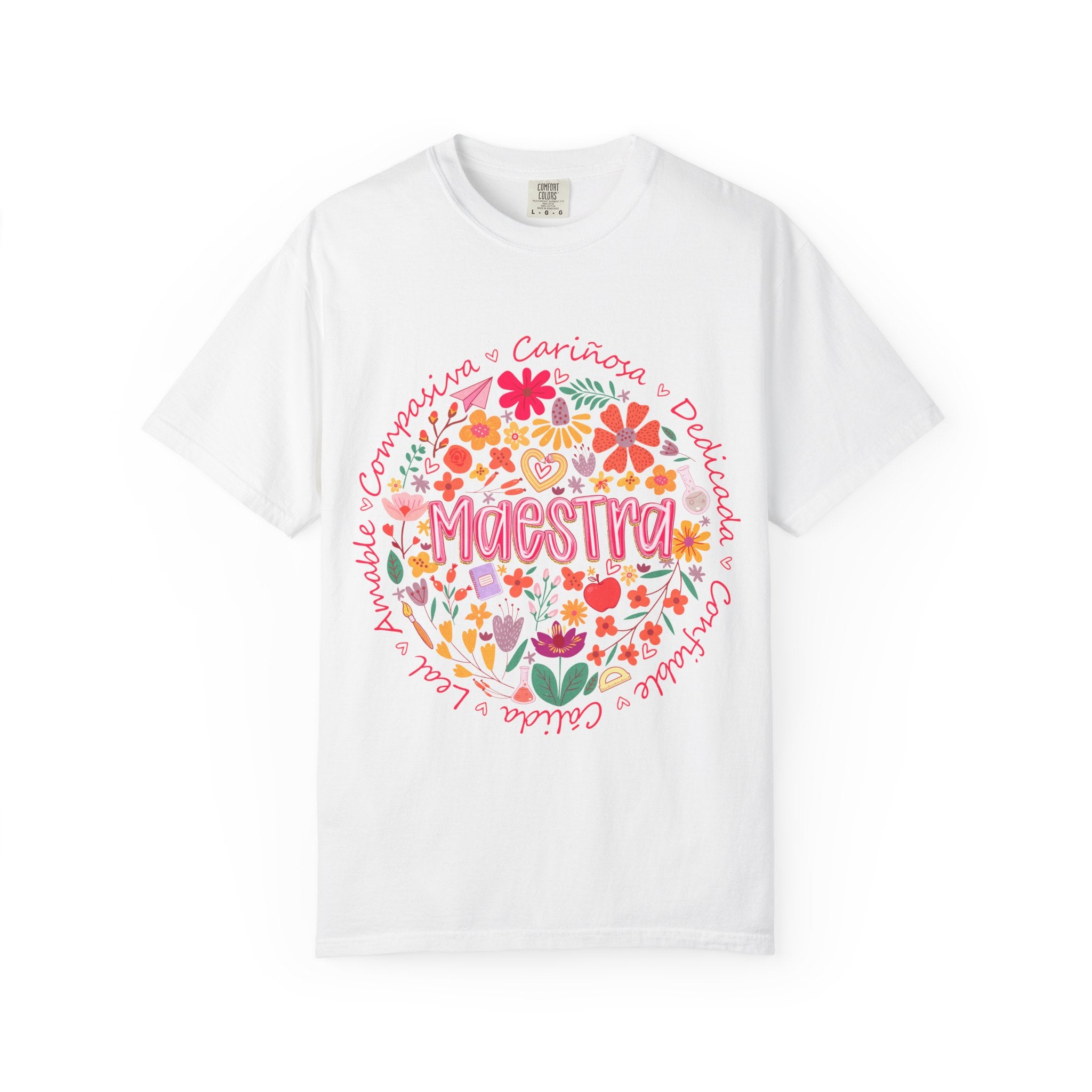 Maestra Floral Teacher T-Shirt – Colorful Spanish 'Maestra' Appreciation Tee