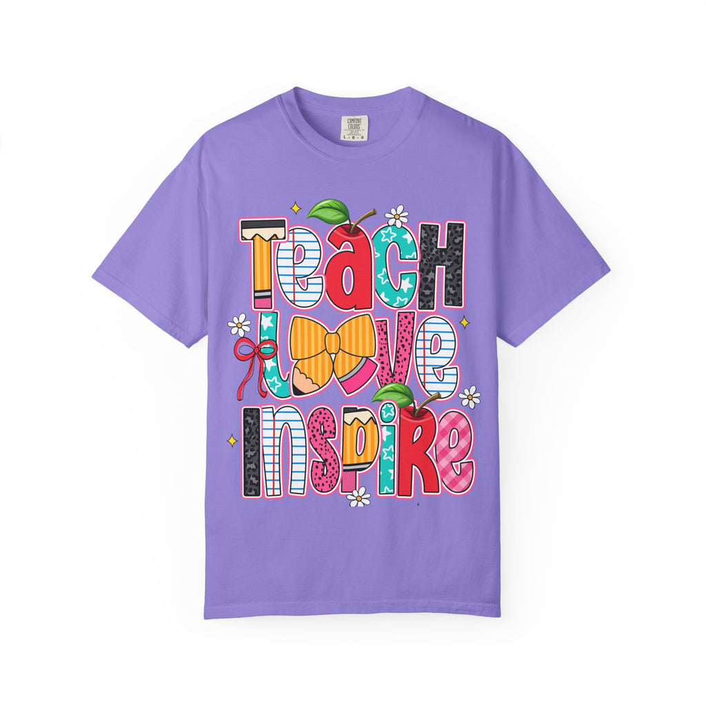 Teacher 'Teach Love Inspire' Graphic T-Shirt – Colorful School Gift