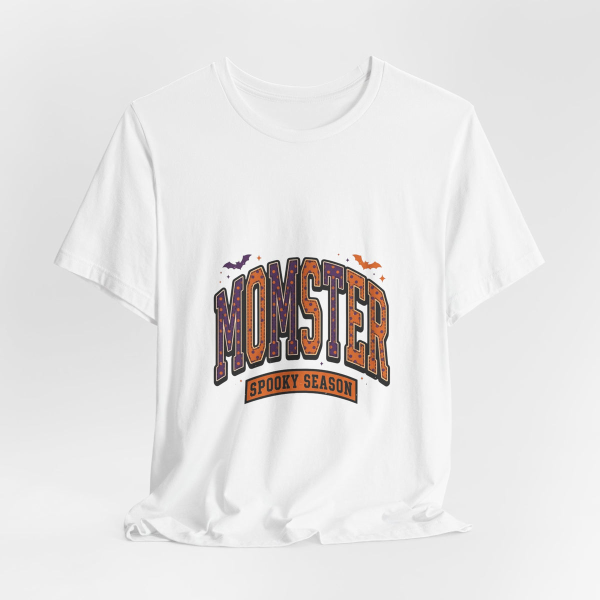 Momster Spooky Season Tee | Halloween Mom tee, bats & distressed collegiate lettering