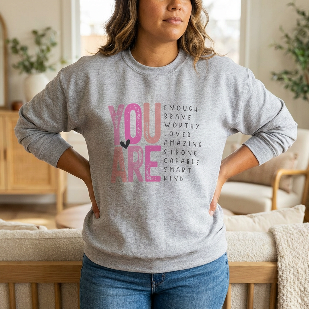 You Are Inspirational Crewneck Sweatshirt — "You Are" Typography Pullover