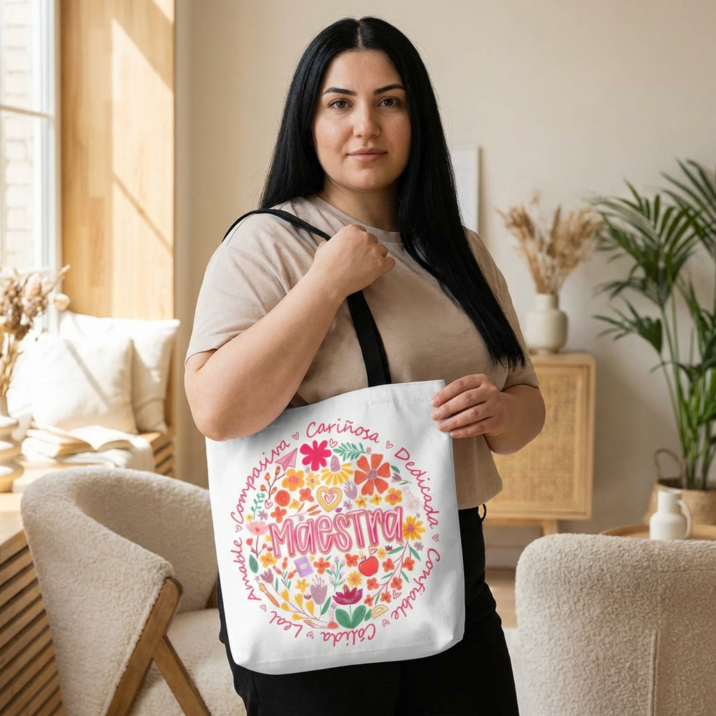 Maestra Floral Tote Bag — Colorful Teacher Appreciation Gift