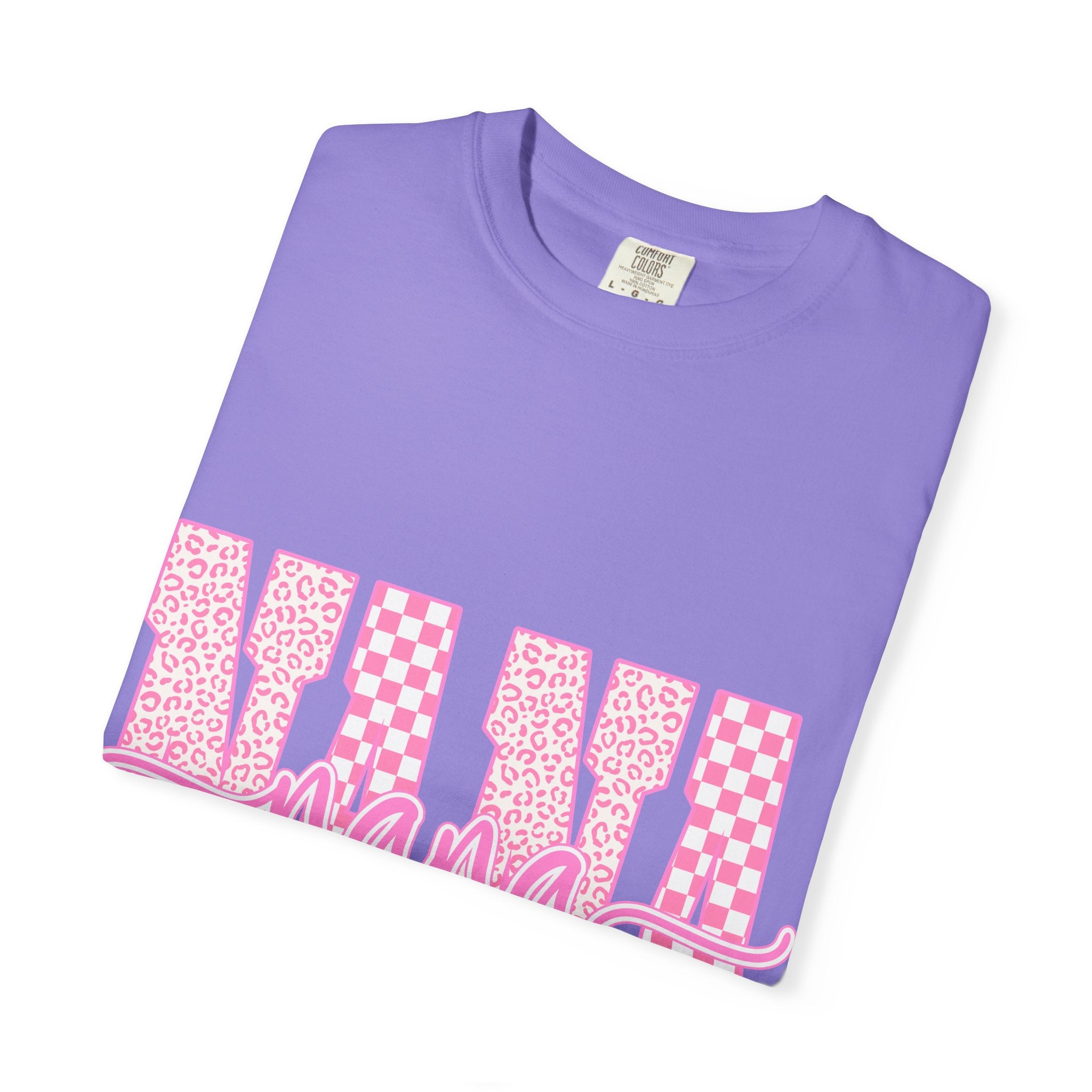 Nana Pink Pattern Graphic T-Shirt — Checker & Leopard Grandma Gift