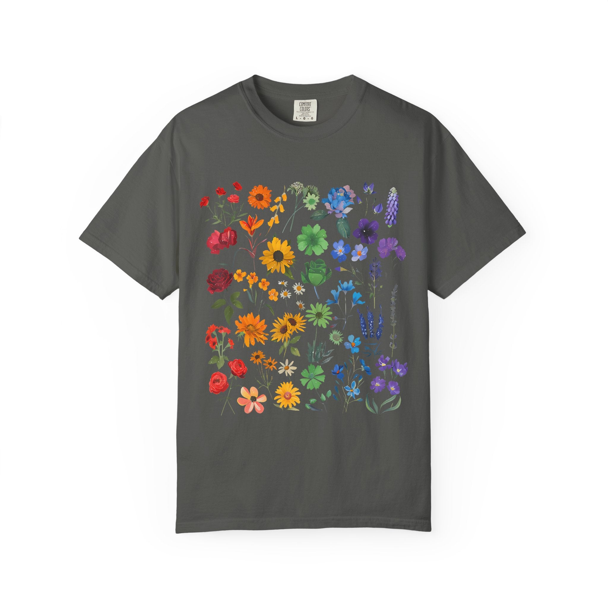 Botanical Rainbow Floral T-Shirt — Pressed Flower Garden Tee