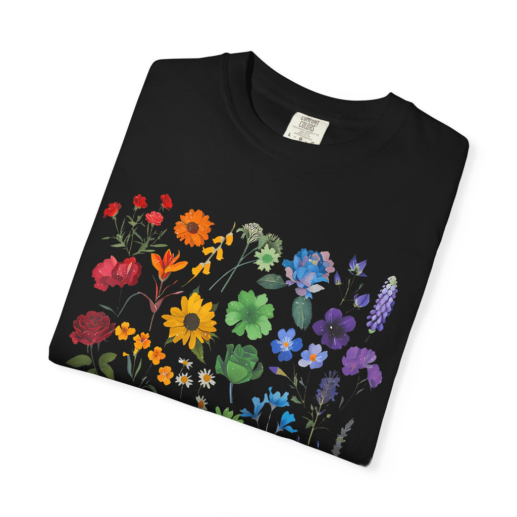 Botanical Rainbow Floral T-Shirt — Pressed Flower Garden Tee