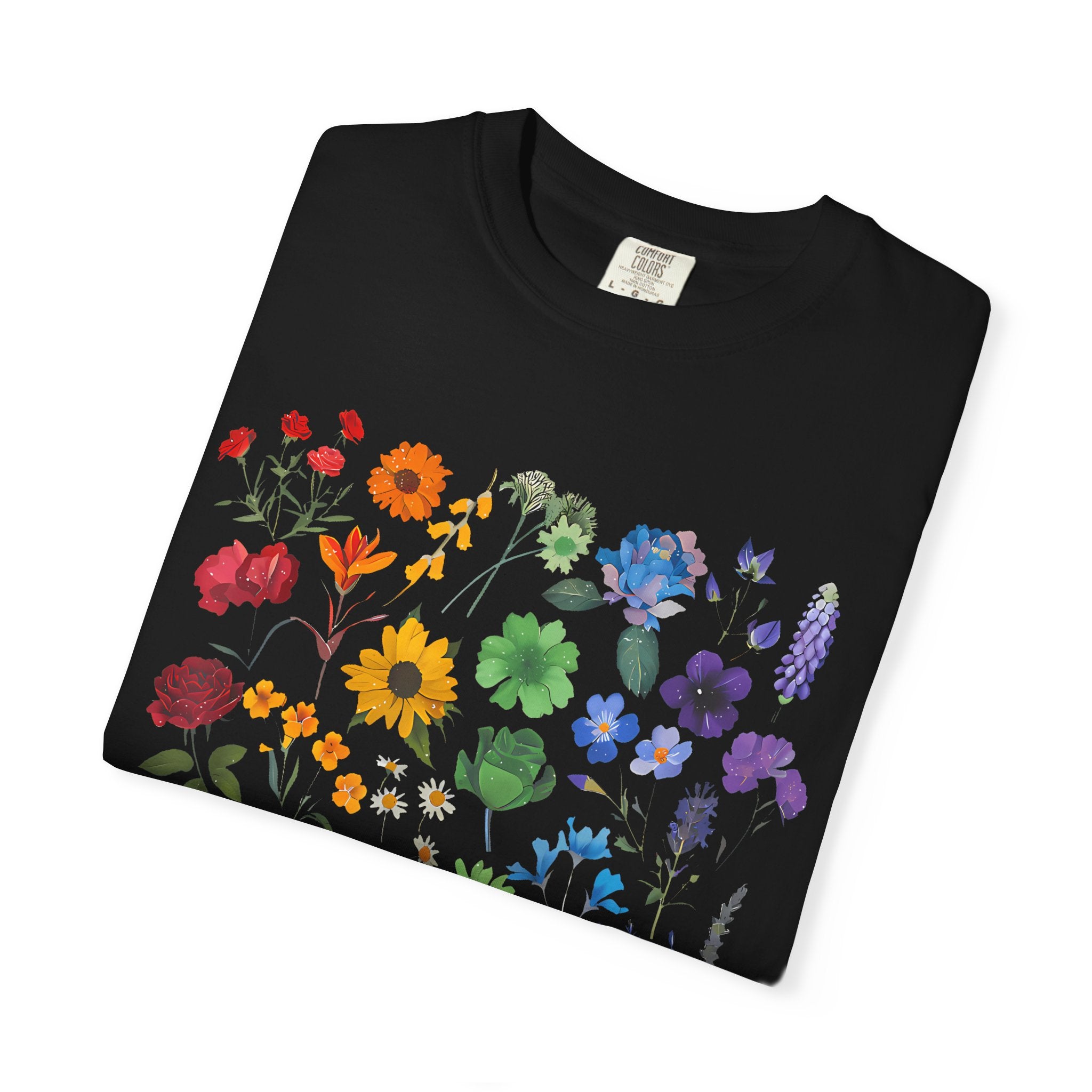 Botanical Rainbow Floral T-Shirt — Pressed Flower Garden Tee