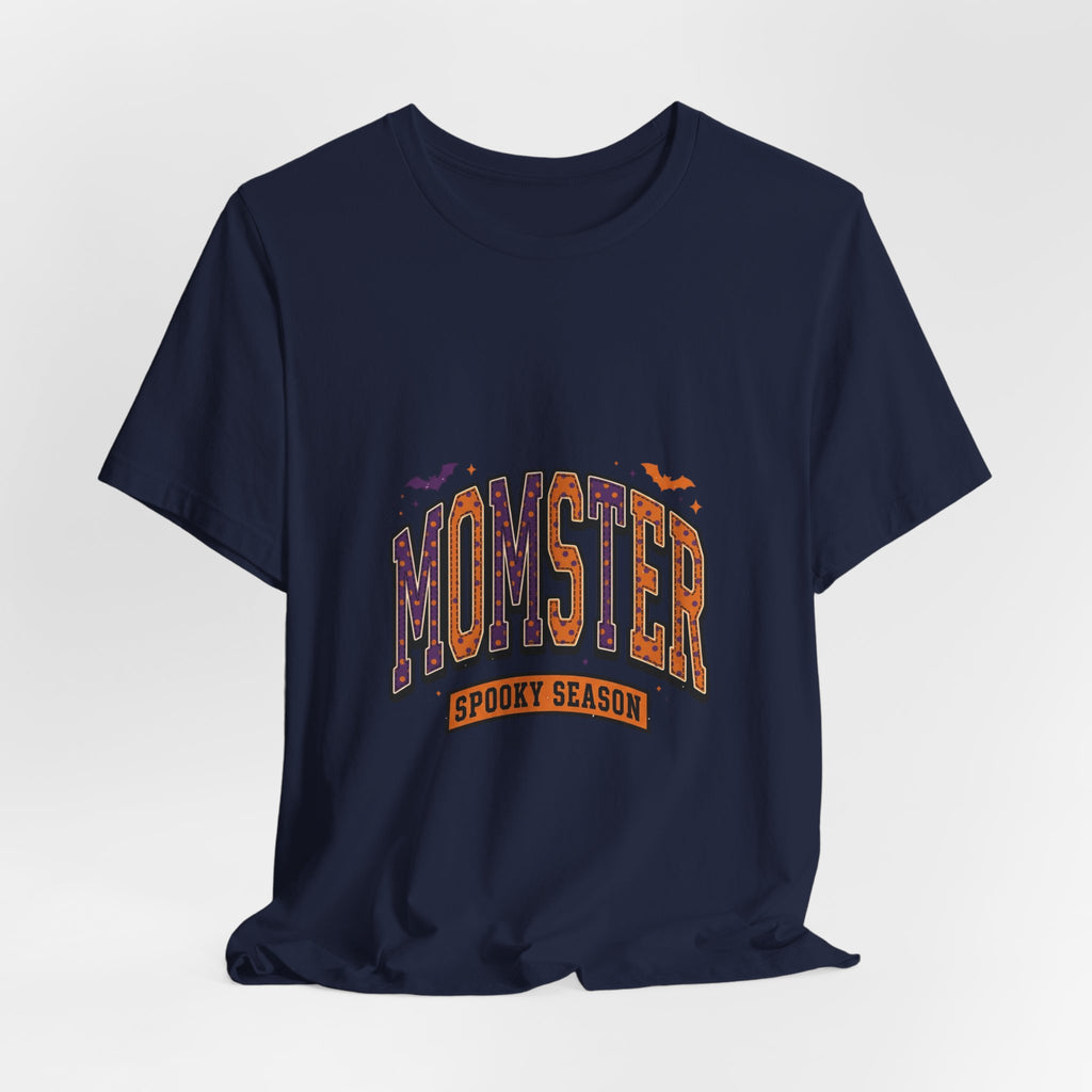 Momster Spooky Season Tee | Halloween Mom tee, bats & distressed collegiate lettering