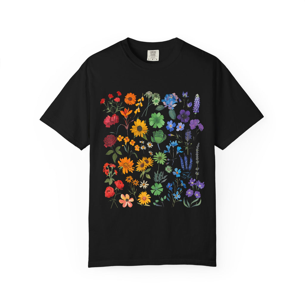 Botanical Rainbow Floral T-Shirt — Pressed Flower Garden Tee