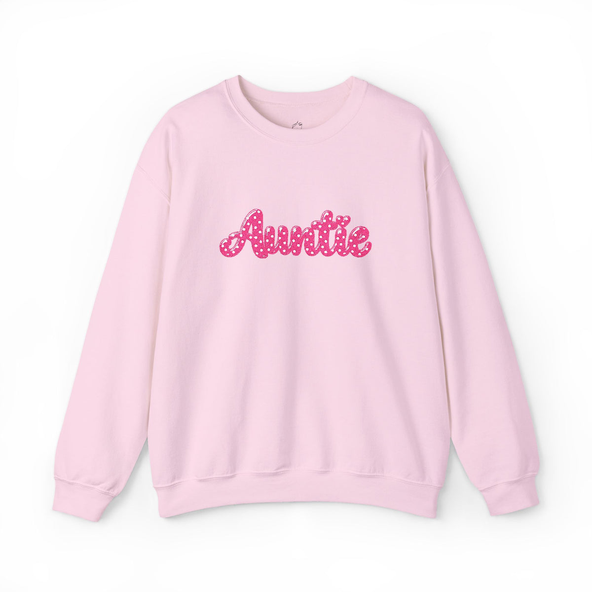 Auntie Crewneck Sweatshirt — Pink Glitter Text Casual Pullover