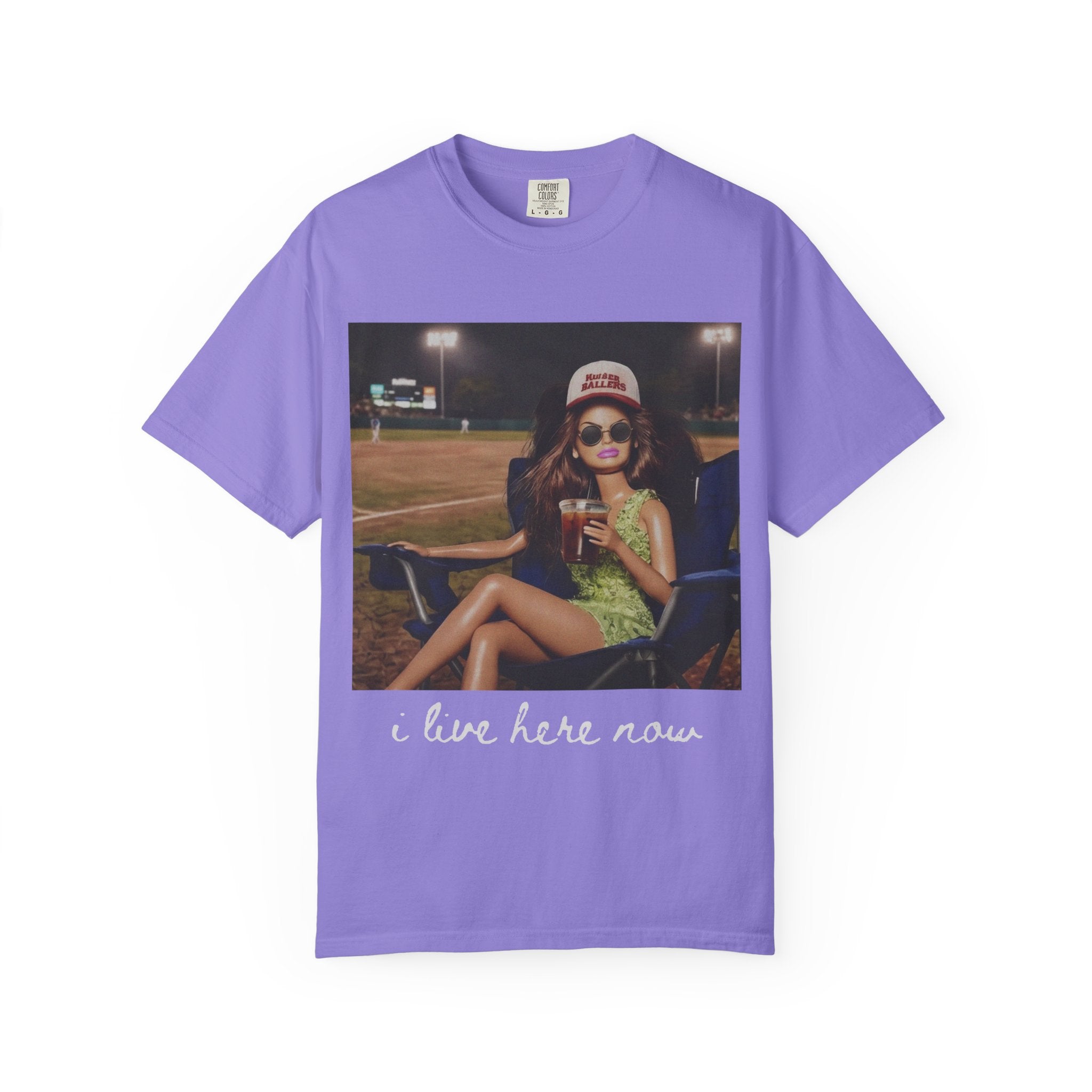 I Live Here Now T-Shirt — Retro Baseball Game Graphic Tee