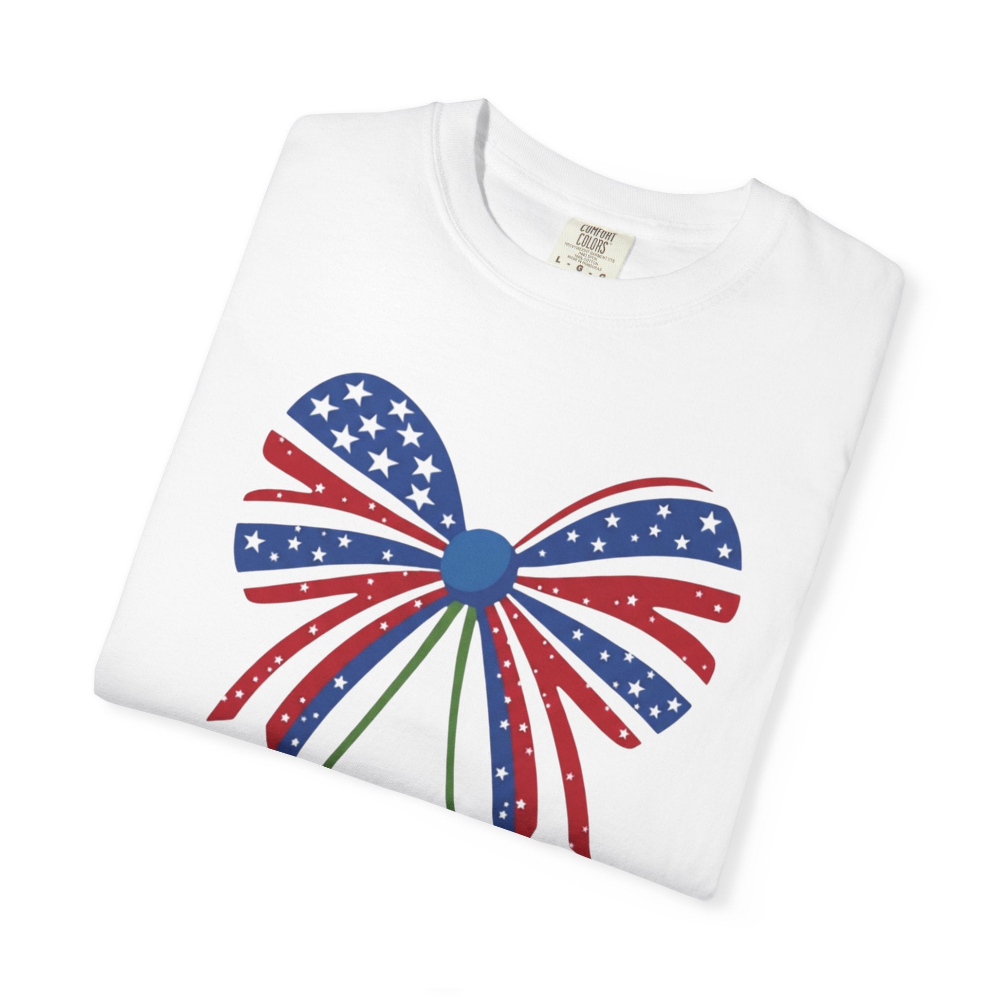 Patriotic Cherry T-Shirt — USA Flag Bow Cherries (Fourth of July)