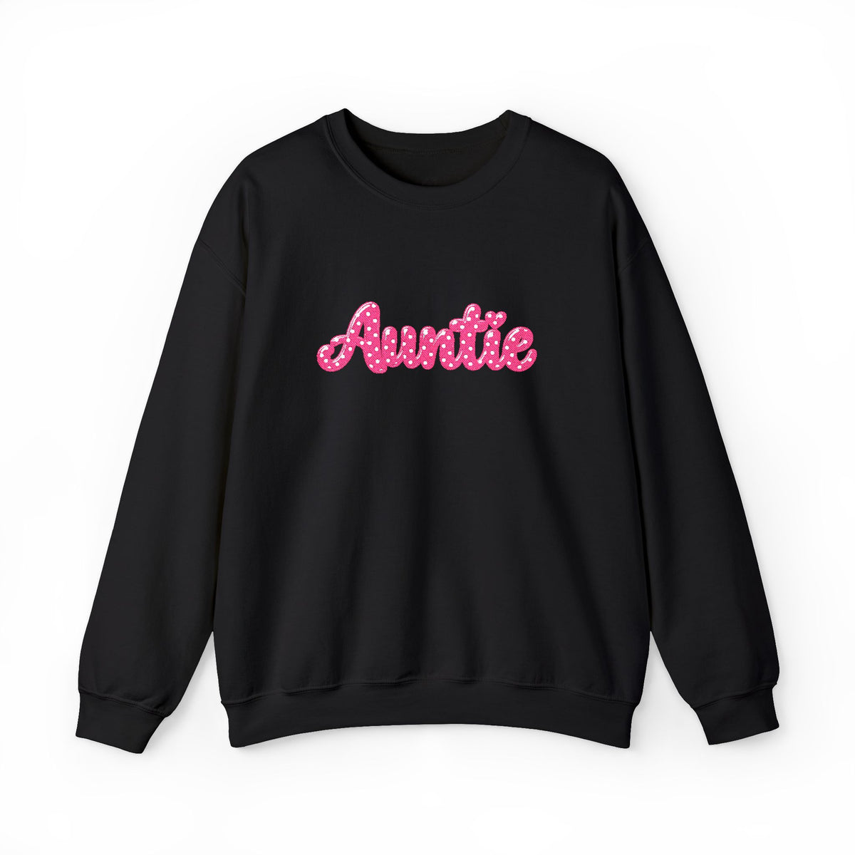 Auntie Crewneck Sweatshirt — Pink Glitter Text Casual Pullover