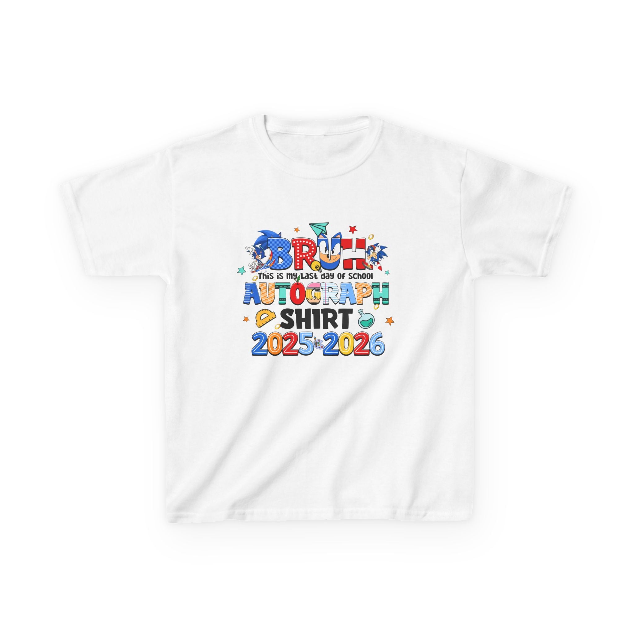 Kids Tee — Bright 'Autograph Shirt 2025-2026' Back-to-School Keepsake