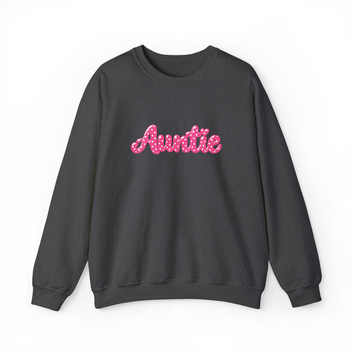 Auntie Crewneck Sweatshirt — Pink Glitter Text Casual Pullover