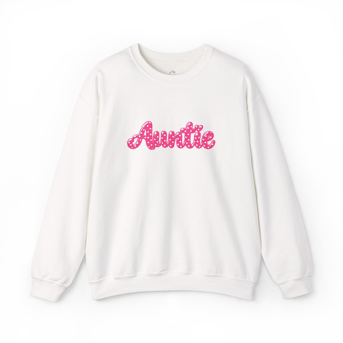 Auntie Crewneck Sweatshirt — Pink Glitter Text Casual Pullover