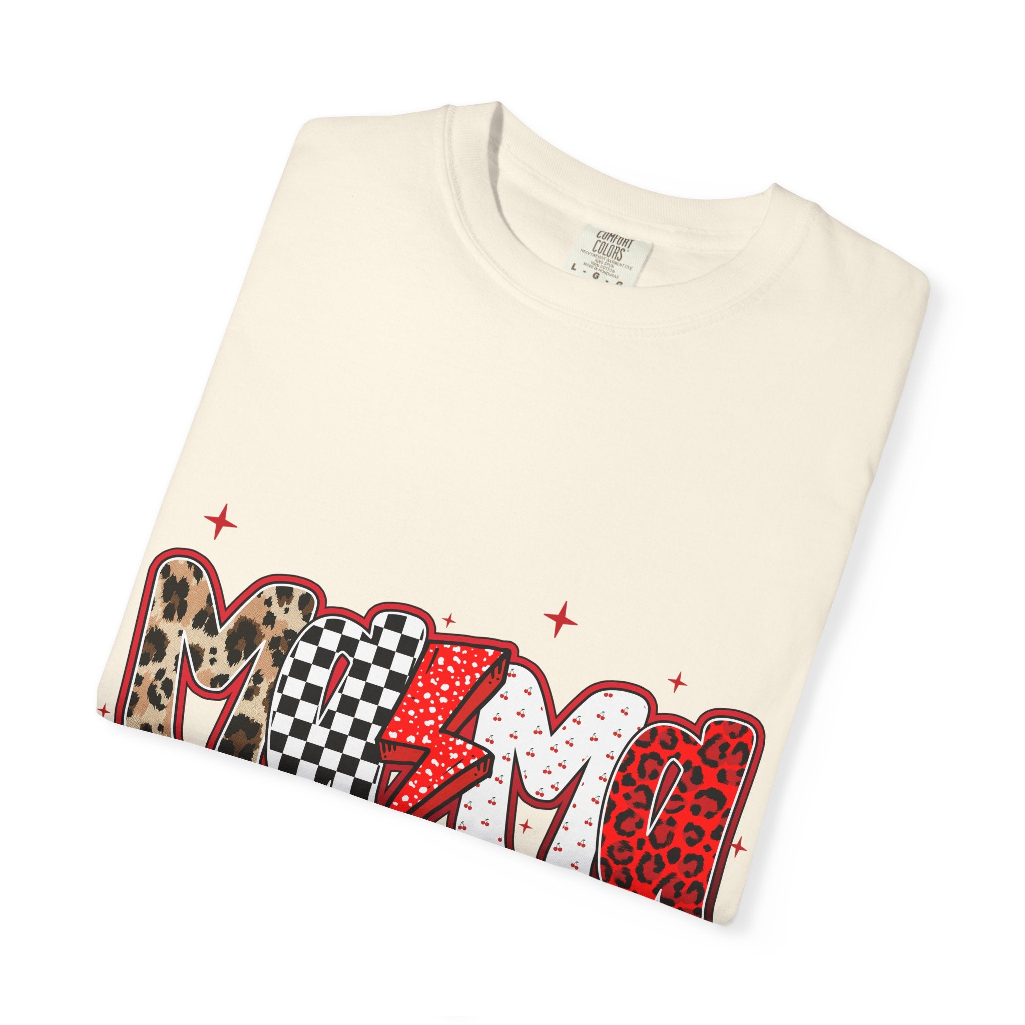 Mama Graphic T-Shirt — Leopard & Checkerboard Lightning Design