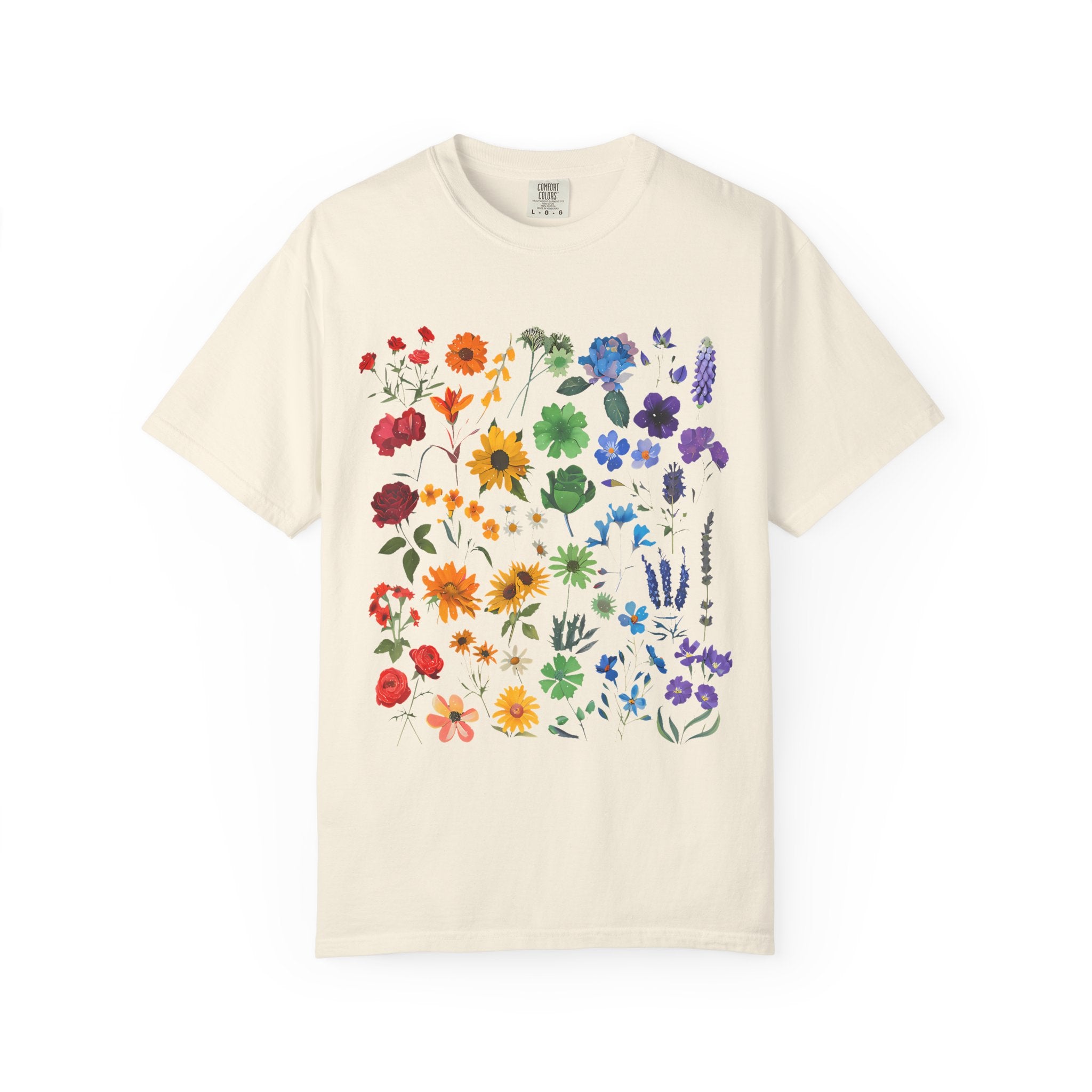 Botanical Rainbow Floral T-Shirt — Pressed Flower Garden Tee