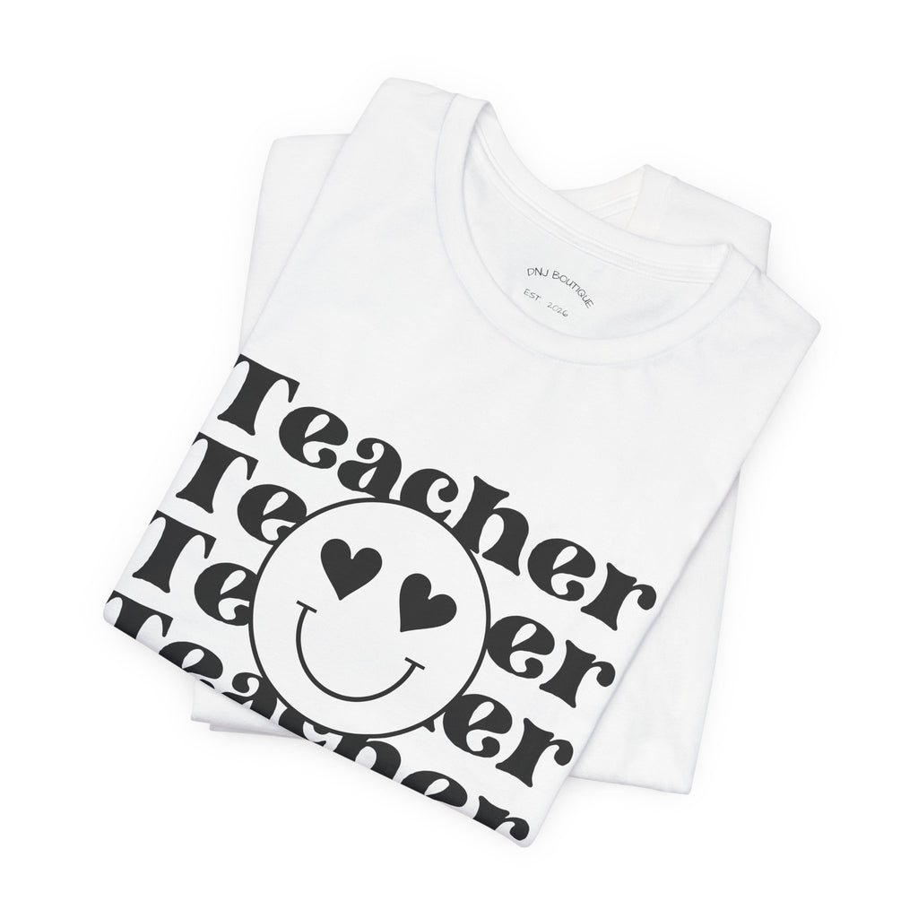 Teacher Smiley Tee – Heart Eyes Teacher Graphic T-Shirt