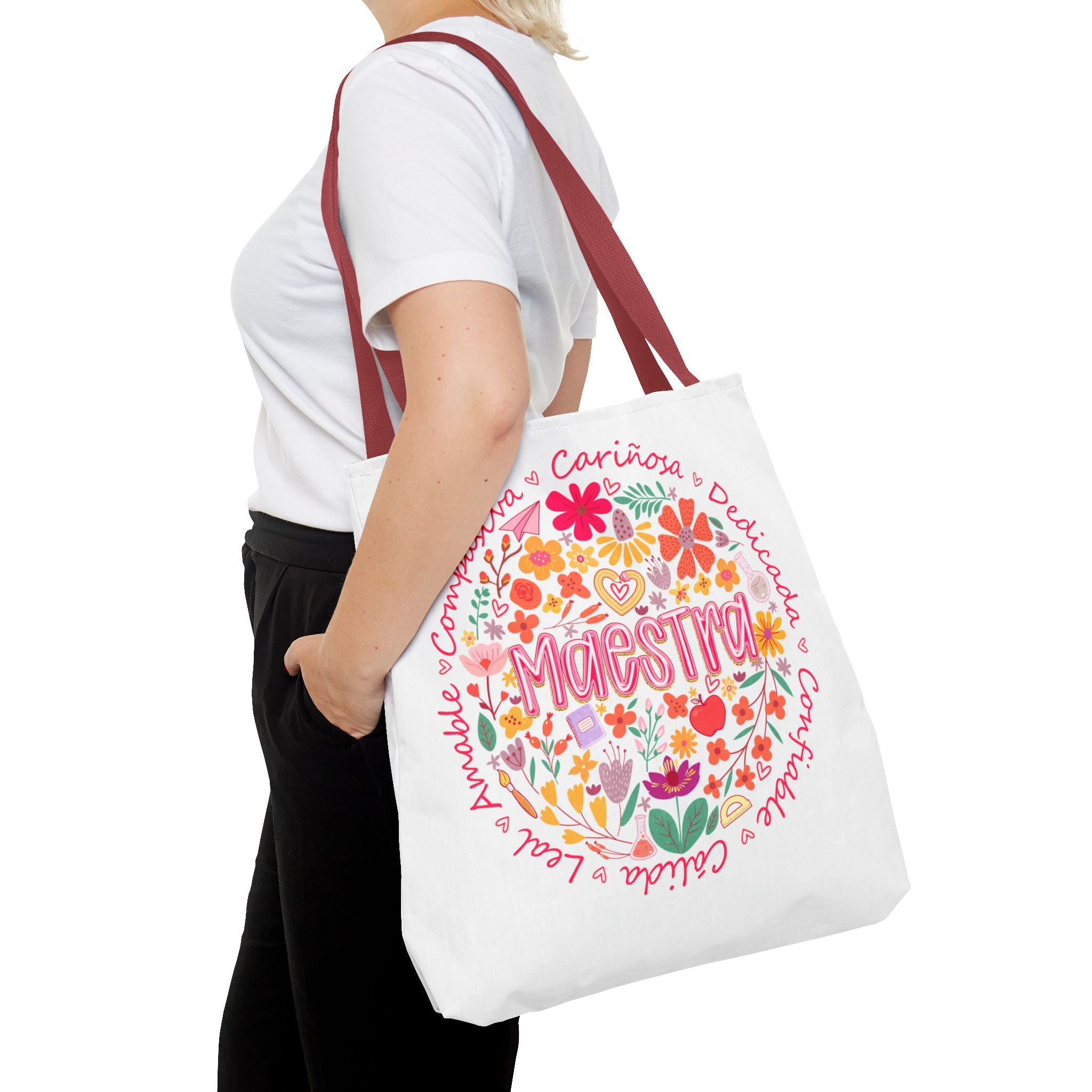 Maestra Floral Tote Bag — Colorful Teacher Appreciation Gift