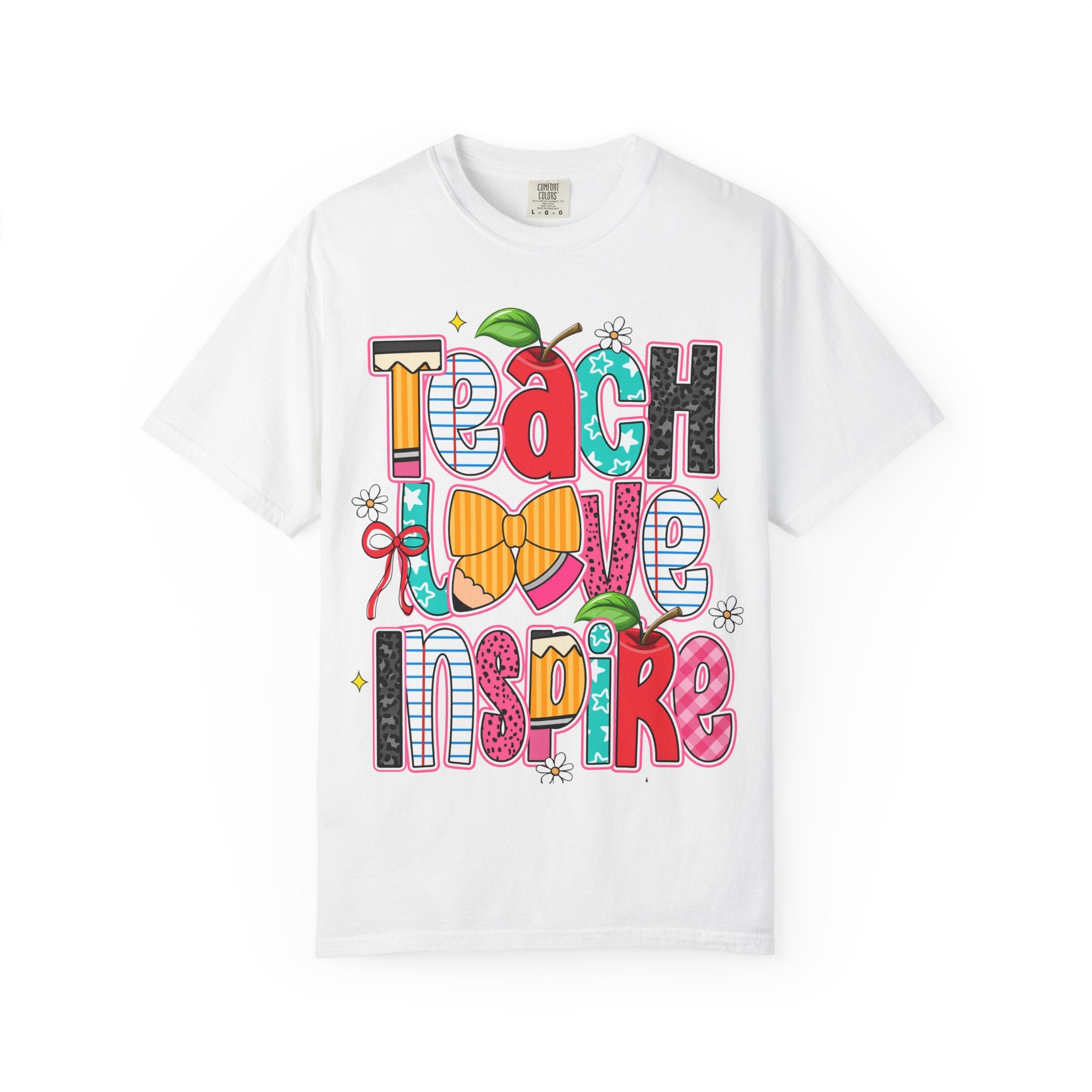 Teacher 'Teach Love Inspire' Graphic T-Shirt – Colorful School Gift