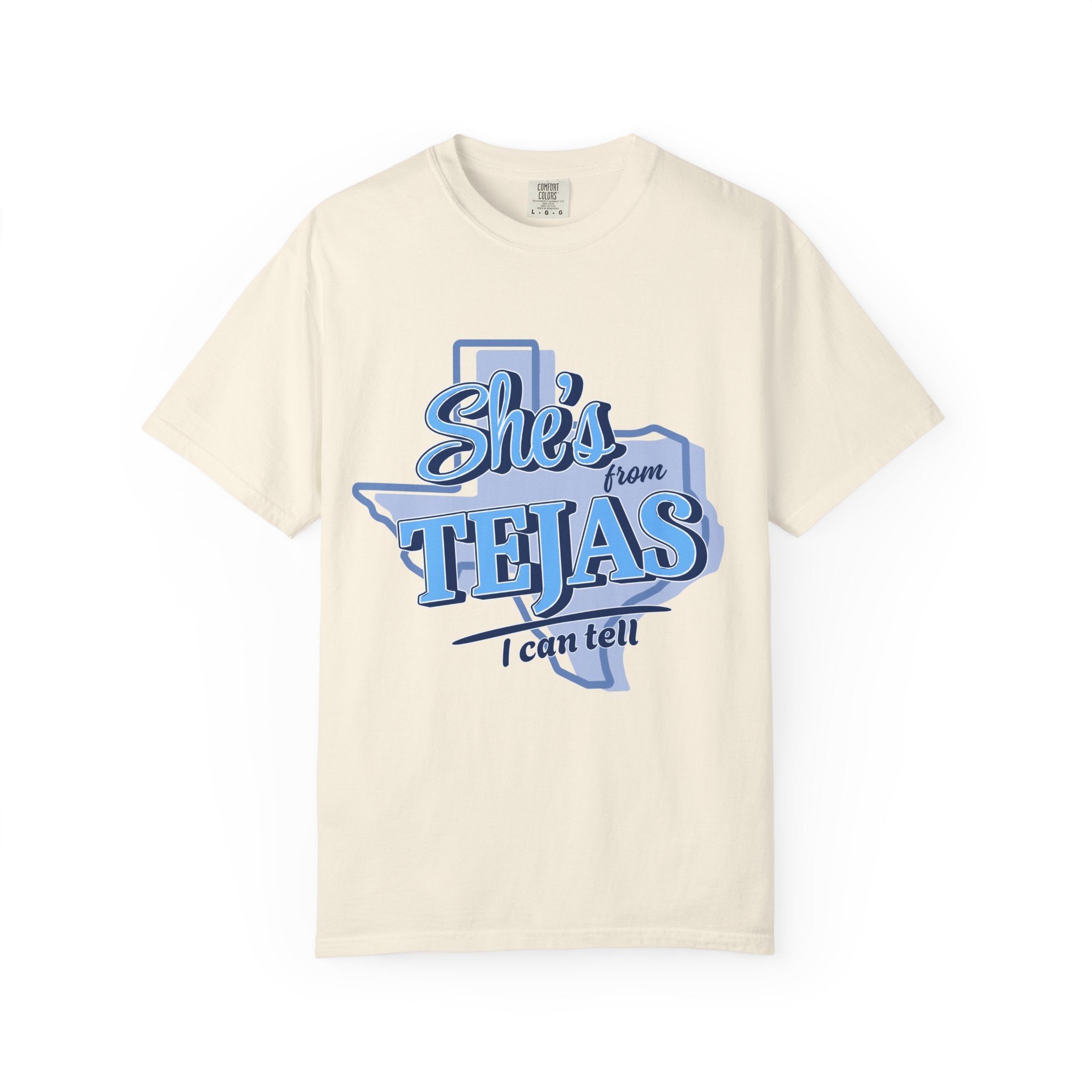 She's From Tejas T-Shirt — Texas Retro Script Tee
