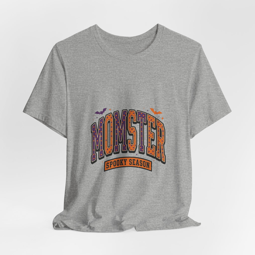 Momster Spooky Season Tee | Halloween Mom tee, bats & distressed collegiate lettering