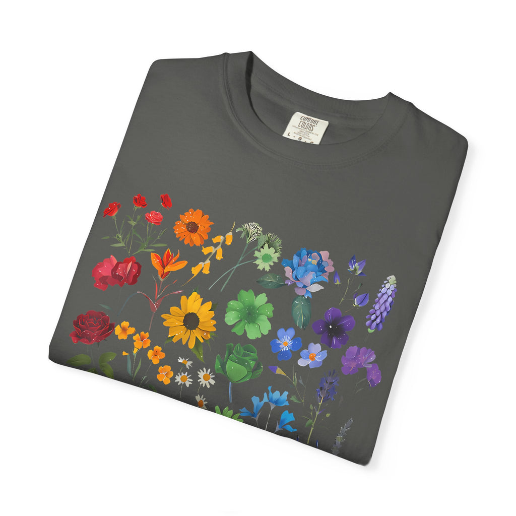 Botanical Rainbow Floral T-Shirt — Pressed Flower Garden Tee