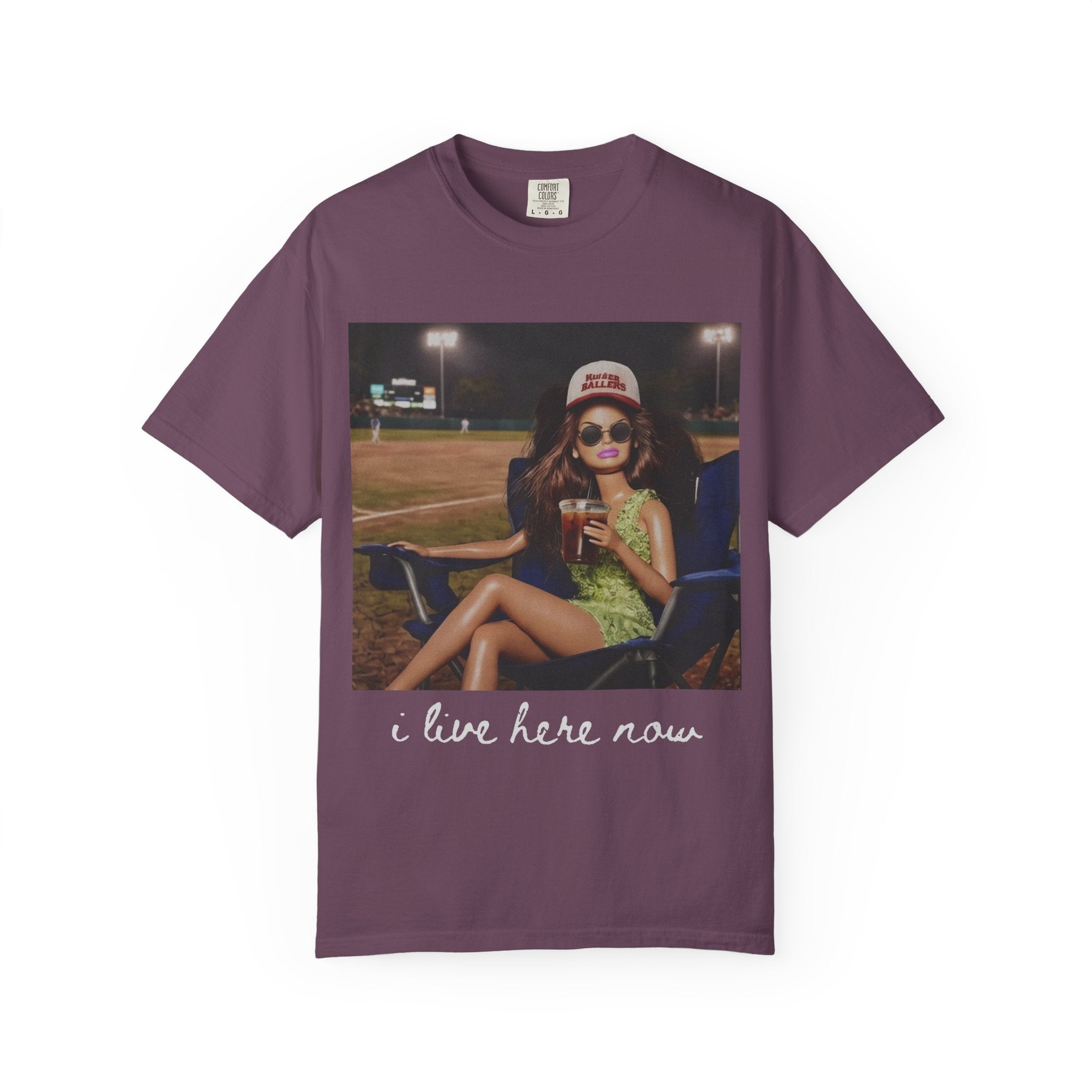 I Live Here Now T-Shirt — Retro Baseball Game Graphic Tee