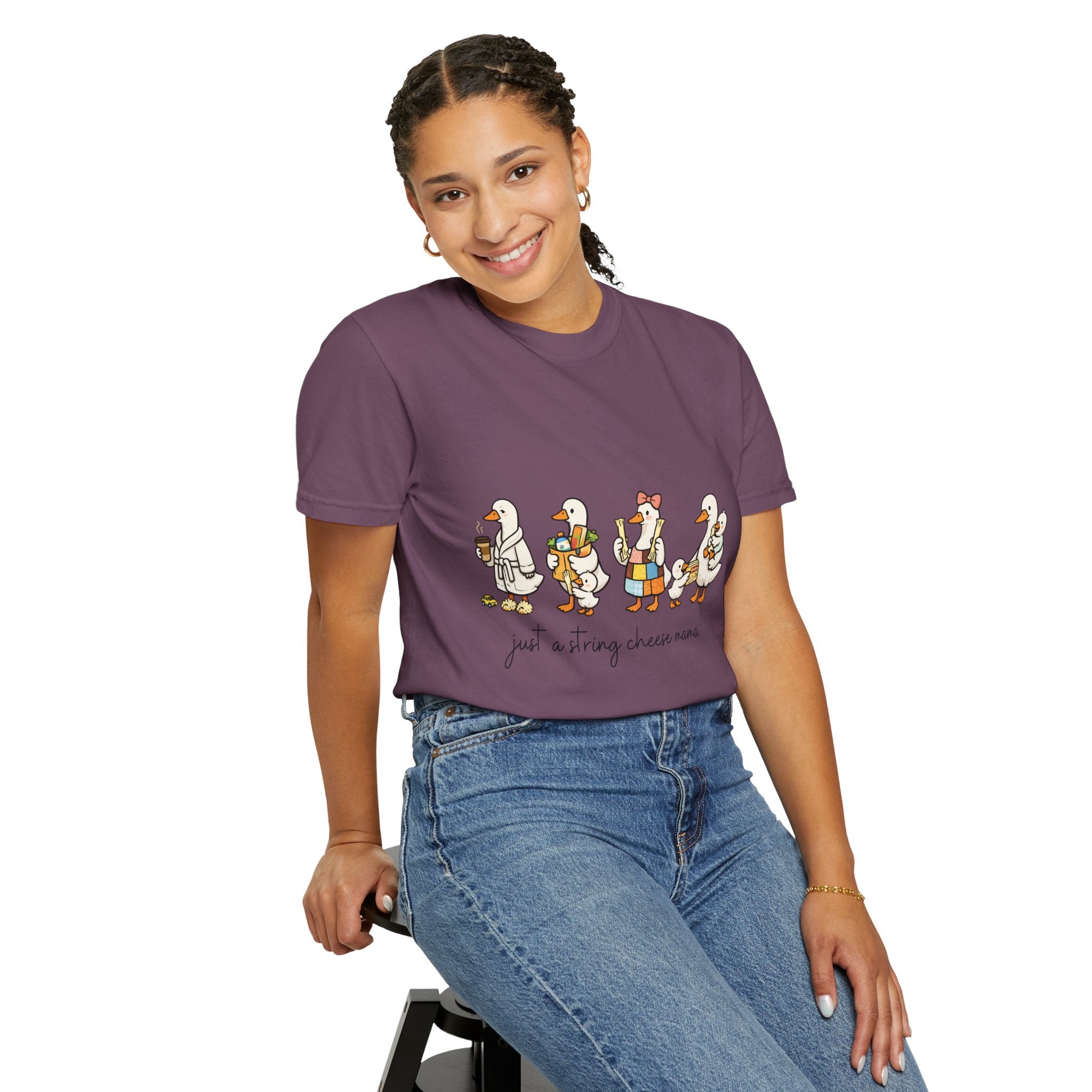 T-Shirt — "Just a Strong Cheese Mama" Cute Duck Family Graphic