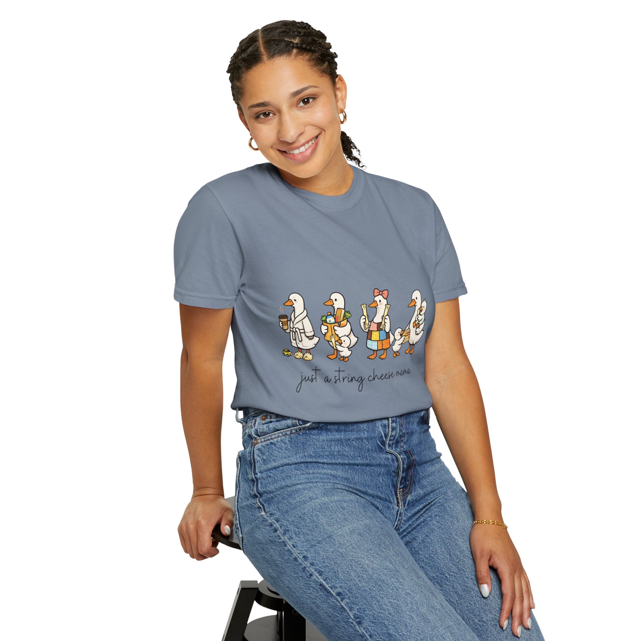 T-Shirt — "Just a Strong Cheese Mama" Cute Duck Family Graphic