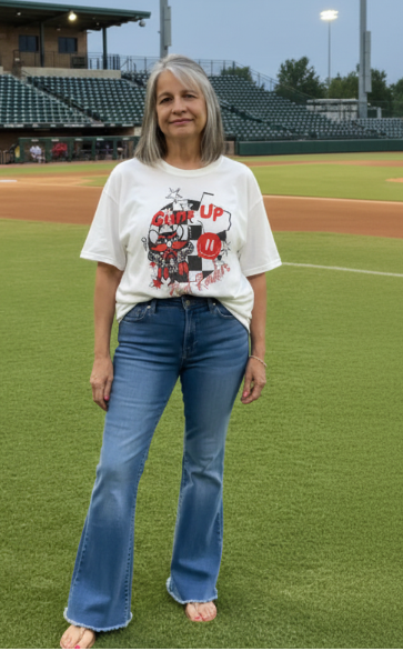 Guns Up Red Raiders T-Shirt — Aggressive Skull & Checkerboard Texas Tech Fan Tee